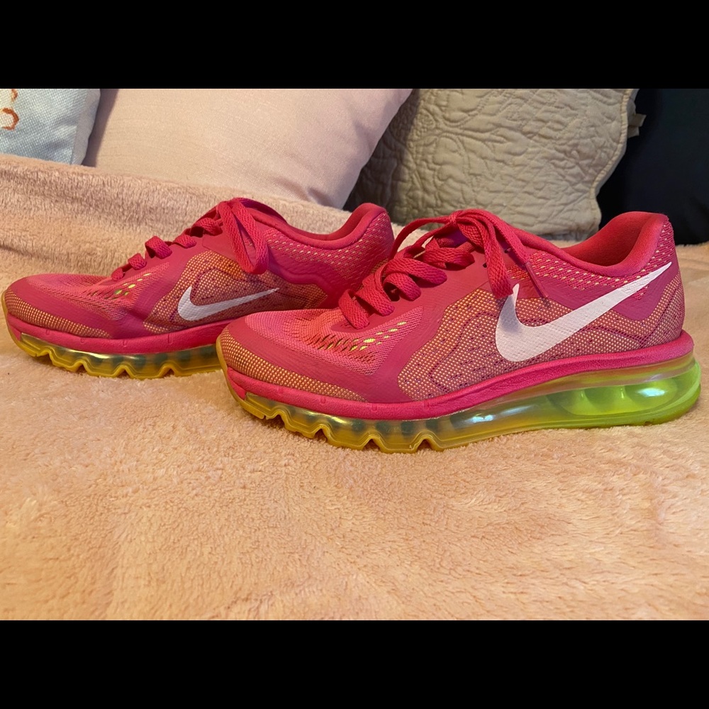 Pink and yellow Nike sneakers